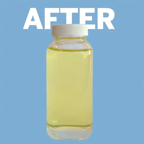After filtration: pale yellow frying oil sample